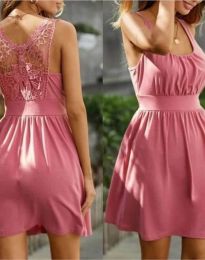 Къса рокля в розово с ефектен гръб - код 3835