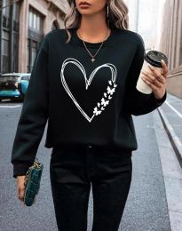 Атрактивна дамска блуза със сърце в черно - код 5515