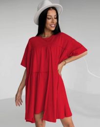 Свободна дамска рокля в червено - код 3290