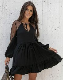 Свободна дамска рокля в черно - код 7418