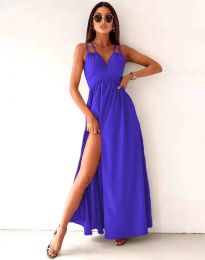 Дълга дамска рокля в синьо - код 6733