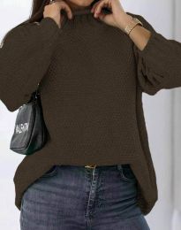 Дамски пуловер в тъмнокафяво - код 8799