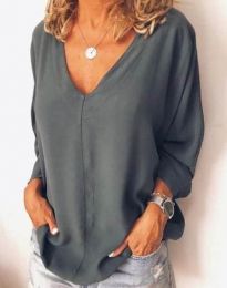Стилна дамска блуза в сиво - код 07100