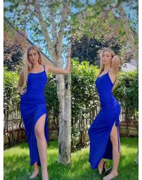 Атрактивна дълга рокля в синьо - код 7858