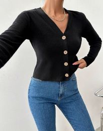 Атрактивна дамска блуза с копчета в черно - код 85501
