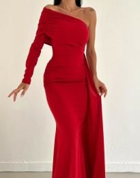 Дълга дамска рокля в червено - код 82241