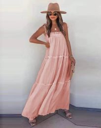 Свободна дълга рокля в розово - код 3359