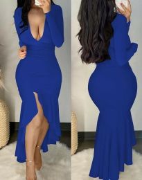 Дамска рокля тип русалка в синьо - код 90022