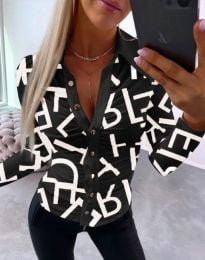 Дамска блуза с якичка в моден десен - код 50142