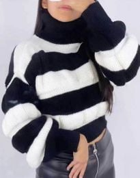 Дамски къс пуловер в черно - код 9803