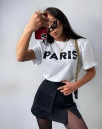 Дамска тениска с надпис "PARIS" в бяло - код 00330