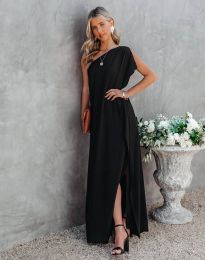 Дълга дамска рокля в черно - код 7284