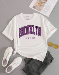 Дамска тениска с принт "BROOKLYN" в бяло - код 25032