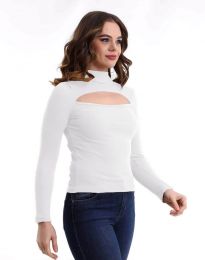Изчистена дамска блуза в бяло - код 10450