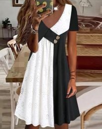 Атрактивна дамска рокля в черно и бяло - код 61057
