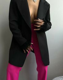 Екстравагантно дамско сако в черно - код 200505