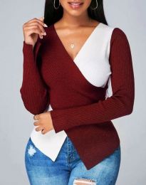 Ефектна дамска блуза в цвят бордо - код 4982