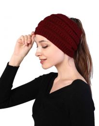 Ефектна дамска шапка в цвят бордо - код WH3