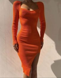 Атрактивна дамска рокля в оранжево - код 1065