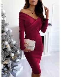 Елегантна рокля в цвят бордо - код 6130