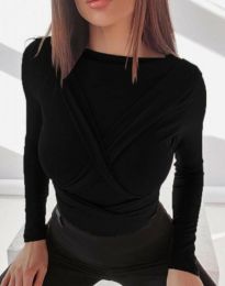 Дамска блуза в черно с ефектен дизайн - код 40029