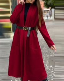 Дамско палто в цвят бордо - код 1561