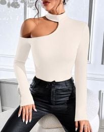 Атрактивна дамска блуза в бяло - код 13609