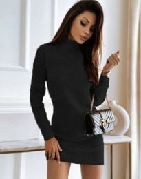 Дамска рокля тънко плетиво в черно - код 71061