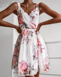 Къса рокля с флорален десен - код 21233 - 1