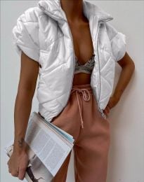 Атрактивно дамско яке с къс ръкав в бяло - код 40344