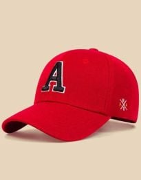 Атрактивна дамска шапка "A" с козирка в червено - код WH0612