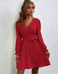 Атрактивна дамска рокля в червено - код 50065