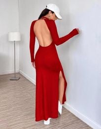 Дълга дамска рокля с гол гръб в червено - код 33363