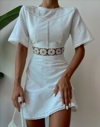 Атрактивна дамска рокля в бяло - код 22004