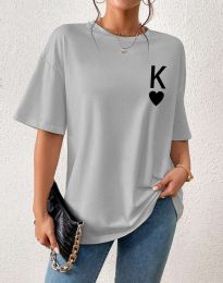 Дамска тениска "K" в сиво - код 001210