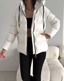 Атрактивно дамско яке с връзки в бяло - код 24035