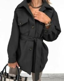 Ефектно дамско късо палто в черно - код 07966