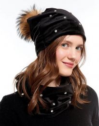 Комплект шал и шапка в черно - код WH3566