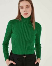 Дамска блуза с поло яка в зелено - код 5382