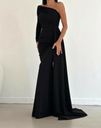 Дълга дамска рокля в черно - код 82241