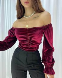 Атрактивна къса блуза в цвят бордо - код 6301