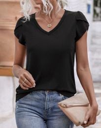 Дамска блуза с къс ръкав в черно - код 97004