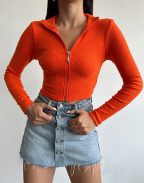 Дамска блуза с цип в оранжево - код 16020