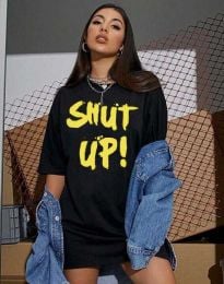 Дамска тениска с надпис "SHUT UP" в черно - код 001204 - 1