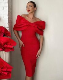 Стилна дамска рокля в червено - код  24059