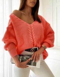 Дамски пуловер в цвят корал - код 5601