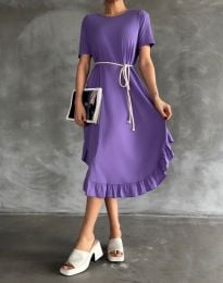 Разкроена дамска рокля в лилаво - код 30800