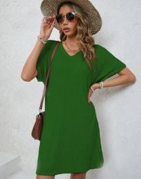 Дамска рокля с къс ръкав в зелено - код 30655