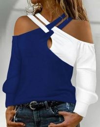 Атрактивна дамска блуза в синьо и бяло - код 80041