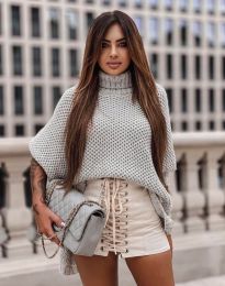 Атрактивен дамски пуловер в сиво - код 1115